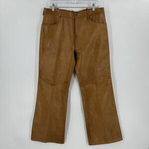 Vintage Cognac Leather Pants Womens Size 8 Bootcut Bohemian Western Cowgirl